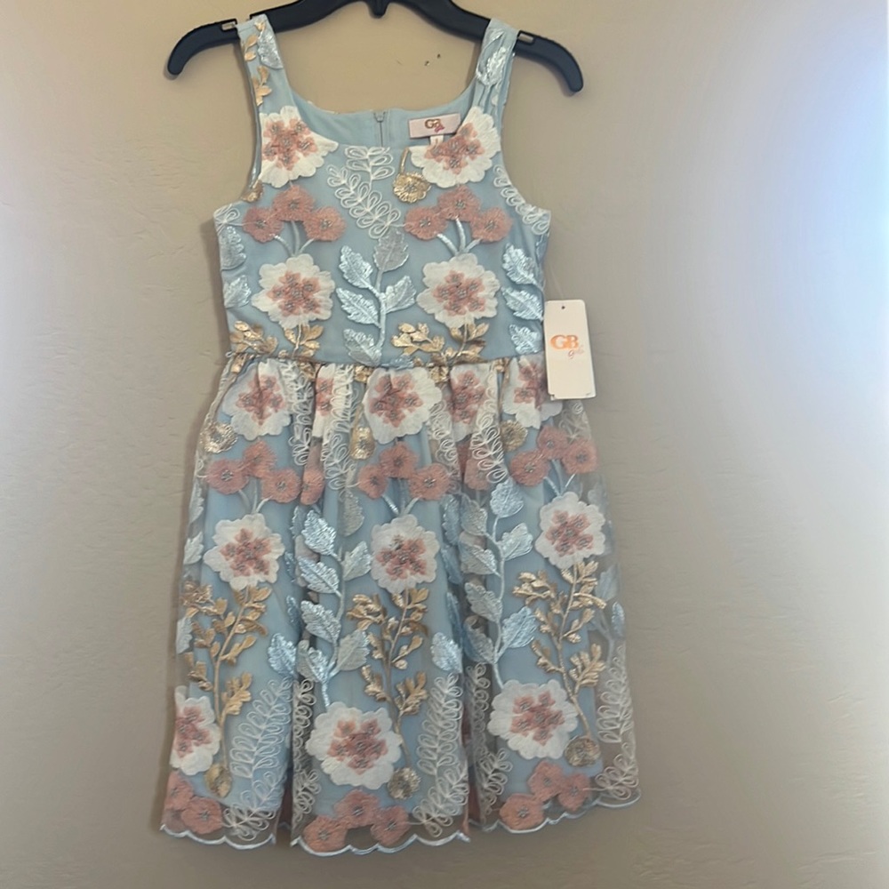 GB Girl's Size 8 Printed Floral Contrast Dress NWT